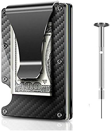 Money Clip, Slim Wallet Minimalist Wallet, Carbon Fiber Front Pocket Wallet, Business Card Holder, RFID Blocking Credit Card Holder (black)