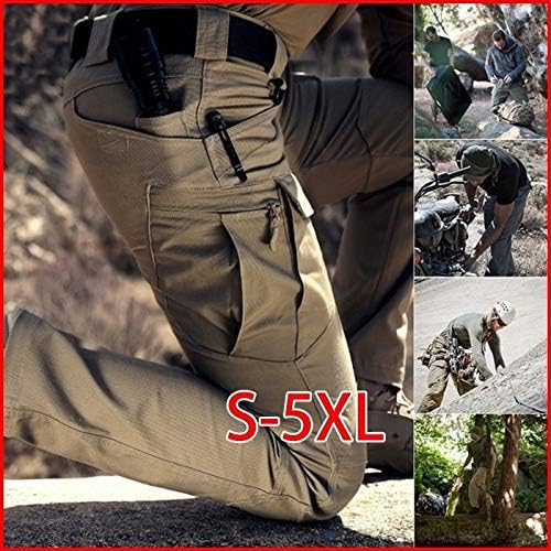 LZLAN Outdoor Sports Hiking Pants Trousers Combat Multi-Pocket Pants Training Overalls Men's Trousers Tactical Military Sweatpants (Black,XXXXL)
