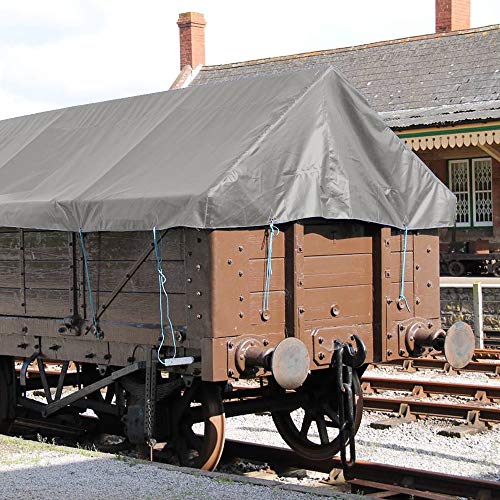 Toolman 9 x 12 Feet Gray Multi Purpose Waterproof Poly Tarp Cover 5 Mil Thick 8 x 8 Weave QTHT003A