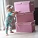 EZOWare Large Storage Boxes [3-Pack] Baby Pink Linen Fabric Foldable Storage Cubes Bin Box Containers with Lid and Handles for Home Nursery, Closet, Baby Products