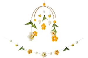 OESSUF Baby Mobile for Crib Crib Nursery Mobile for Boys Girls Boho Bee Flower Nursery Decor Soothe Toy Baby Shower Set for Infant Bedroom Hanging Decoration Toy
