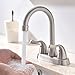 Hotis Commercial Two Handle Stainless Steel Brushed Nickel Bathroom Faucet, Lavatory Bathroom Faucets Without Pop-Up Drain