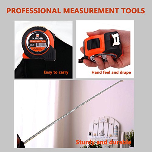 Tape Measure,Lightdot Hardware,Retractable Metric Measuring Tape 16ft(5m) x25mm with Wrist Strap, Black And Orange (Attached With A Pair Of Gloves) - Thumbnail 4