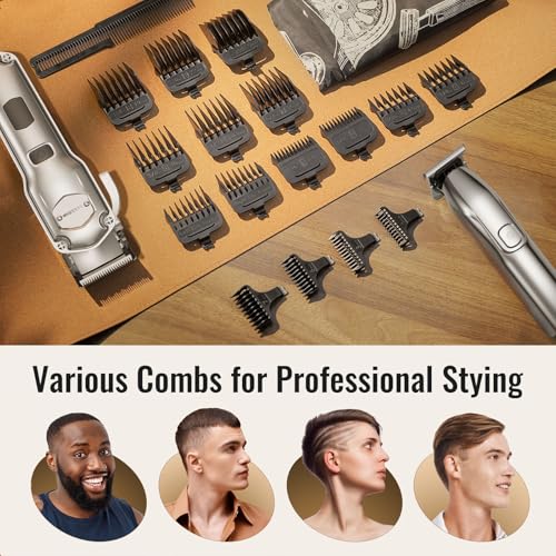 Jack&Rose Clippers and Trimmers Set, Cordless Hair Clippers, Beard trimmer for Men Hair Cutting Kit, Rechargeable Electric Hair Clippers, IPX7 Waterproof Hair Trimmer with Travel Bag