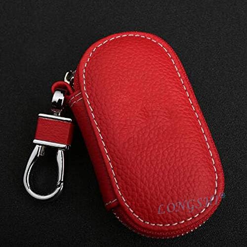 LONGSHI 2018 Leather Car Key Wallets Men Key Case Holder Housekeeper Keys Organizer Women Keychain Covers Zipper Key Case Bag Color Name Red Key Case Bag Size Toyota Logo