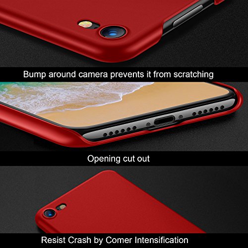 iPhone 8 Case,iPhone 7 Case, HUMIXX Thin Sleek Fully Protective (Naked Phone Texture) Matt Finish Hard Case Cover for iPhone 7 iPhone 8[Skin Series](Passion Red) - Thumbnail 3