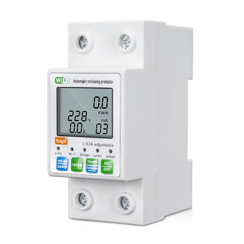 Mulcort Smart Electric Meter,Energy Monitor,Smart Automatic reclosing Meter,Overvoltage and overcurrent Alarm,Overcurrent and Leakage Protection,Mobile APP Wireless Remote Monitoring