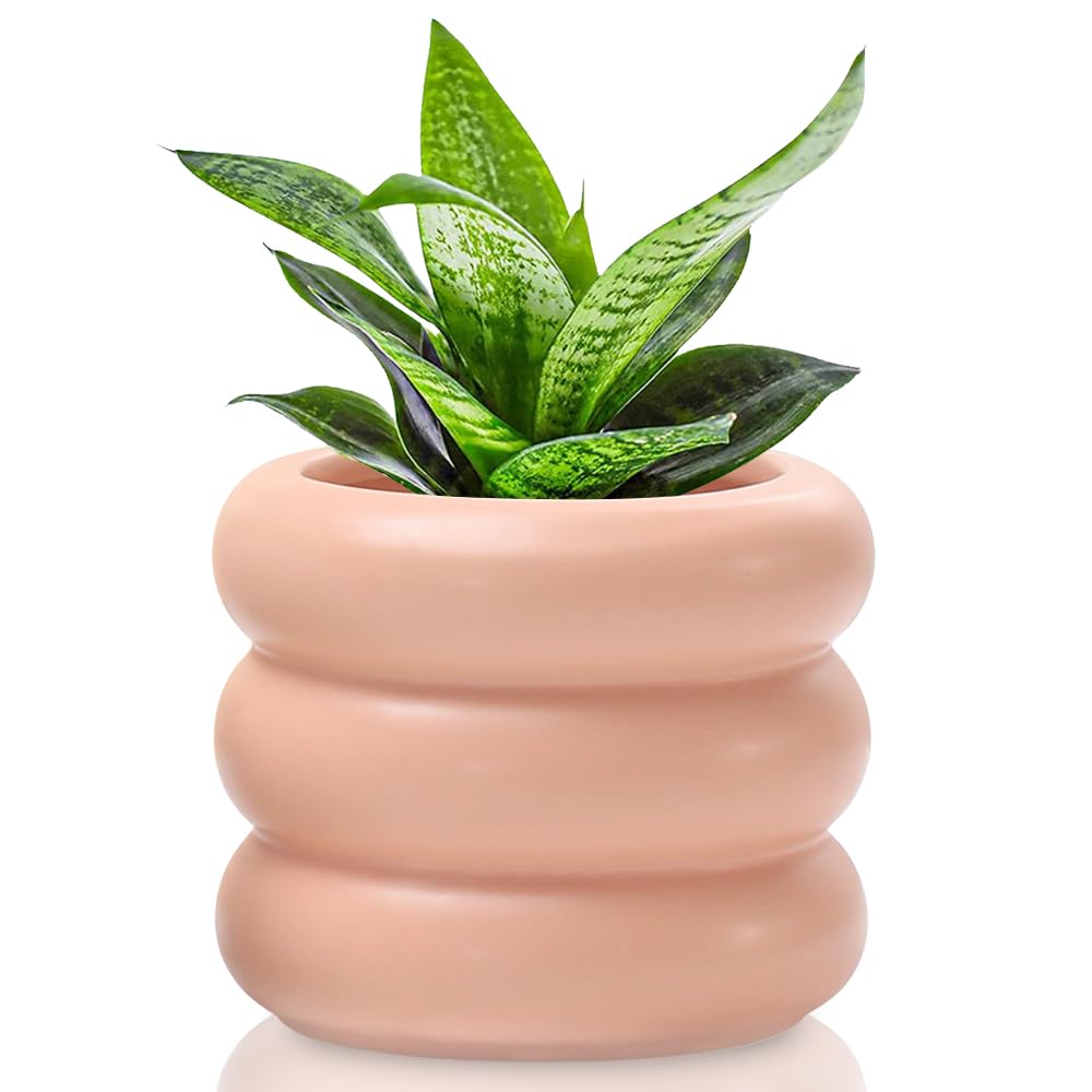 Photo 1 of (please see all images) Cusmation 6.5 Inch Modern Plant Pot Pink Ceramic Glaze Succulent Planters for Indoor Unique Pots
