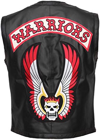 The Warriors Movie Mens Biker Faux Leather Vest in 5 Colors (2XL - to fit chest 48", Black)
