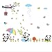 AWAKINK Lovely Panda Birds Flowers and Bamboo Wall Stickers Removable Wall Vinly Decal Decor for Girls and Boys Nursery Room Children's Bedroom