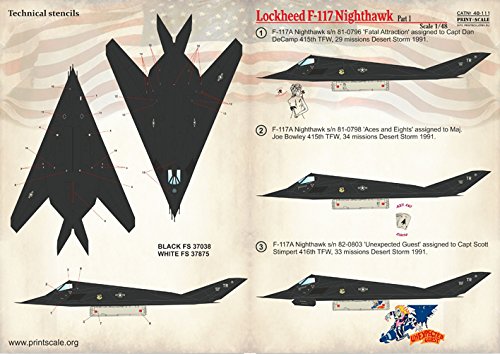 DECAL FOR AIRPLANE LOCKHEED F-117 NIGHTHAWK PART-1 1/48 PRINT SCALE 48-111