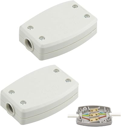 Fantasyon 2 Pack 3-Terminal Junction Box 13A 250V Cable Joiner White