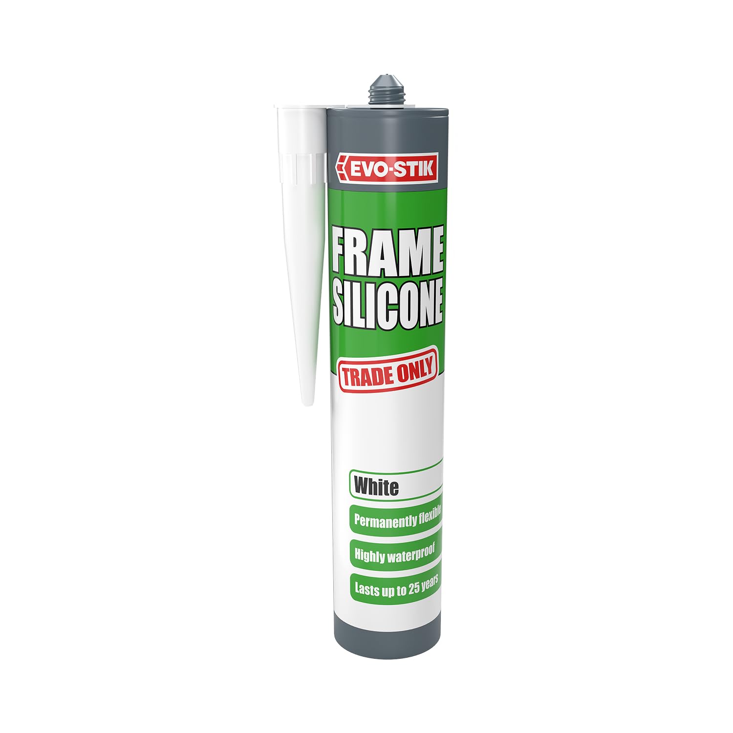 EVO-STIK Frame Silicone Sealant, Ideal for Door and Window Frames, Highly Waterproof, Permanently Flexible, Lasts up to 25 Years, Colour: White, Size: 290ml