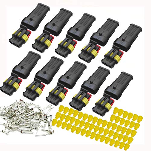 YETOR 3 pin connector kit, 10 Kit Car Auto Electrical Connectors, Series Terminals Water