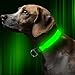 BSeen LED Dog Collar Nylon Webbing USB Rechargeable with 3 Reflective Strings Glowing Pet Safety Collars with Adjustable Buckle & D-Ring for Small Medium Large Dogs (Large, Neon Green)