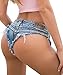 Pink Peach Women's Low Waist Denim Hot Shorts Sexy Club Bikini Thong Beachwear