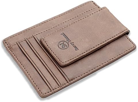 Money Clip Front Pocket Wallet Slim Minimalist RFID Blocking Leather Wallet with Strong Magnets