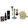 G.B.S Men's Shaving Set Five Blade Razor, Synthetic Brush and Razor Dual Stand, Ivory Shaving Mug with G.B.S Shave Soap Alum Block Travel Brush Tube and Pre Shave Oil