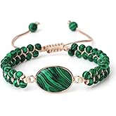 "SS Boutique" Green Malachite Healing Bracelet, Handmade Braided Gemstone Bangle for Meditation, Energy, Spiritual Protection & Mental Balance - 1pc Yoga Bracelet with Premium Gift Box