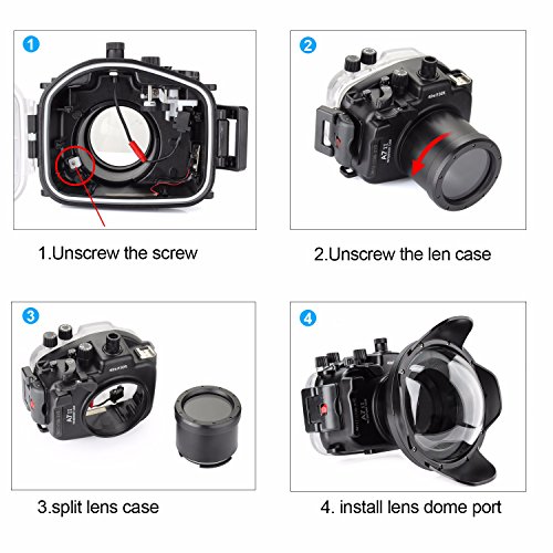 Meikon Underwater Camera Housing Case w/Dome Port Kit, 40M/130FT