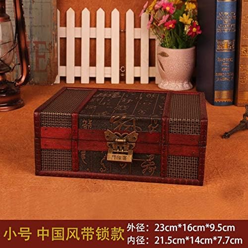 Retro Wooden Storage Box with Lock Ornaments Home Decoration Desktop Book Organizer Jewelry Boxes Antique Cosmetic Box Household Wellspring Password Book