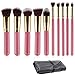 Ammiy 10PCS Professional Premium Kabuki Makeup Brush Set Pink Golden Kit With Case