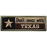 SpaceAuto Don't Mess With Texas State Flag Military Tactical Morale Desert Badge Hook & Loop Embroidery Patch 4.53