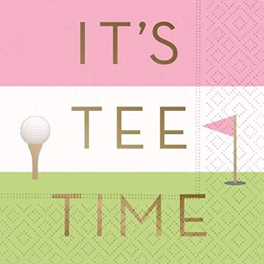 It's Tee Time Cocktail Napkins - Fun Golf Design, Party Supplies, 16 Beverage Napkins