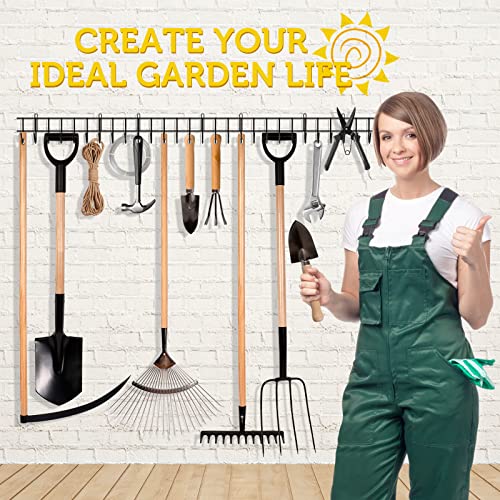zacurter Garden Tool Rack Garage Tool Organizer Wall Mount Garden Tool Holder Yard Tool Hangers Heavy-Duty Hook Wall Storage Rack Holds Garden Tools, Shovels, Rakes, Hoses, Ropes (64 inches/160cm)