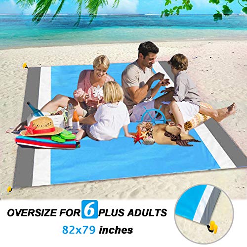 Mumu Sugar Sand Free Beach Blanket, 79''×83'' Extra Large Outdoor