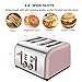 4 Slice toaster, Extra Wide Toaster 4 Slice Stainless Steel with Defrost/Reheat/Cancel/Quick Buttons 7 Browning Settings, 1400W, Rose Gold