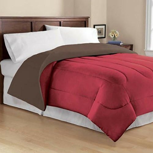 Microfiber Solid Reversible Twin/Twin XL Size Bedding Comforter, Red/Brown