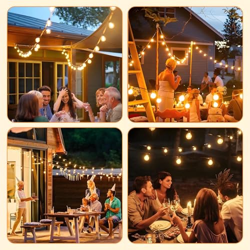 KIROGILY Luces para Exterior Jardin G40 de 15m 25+1,Guirnalda de Luces para Exterior Inastillables Alto Brillo, Focos para Exterior Impermeable IP65 Solares, para Decoracion Halloween Navidad
