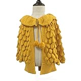 Girls' Crochet Cardigan Orange Sweater Cape Jackets