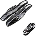 Xotic Tech Carbon Fiber Style Smart Remote Key Fob Protector Cover Shell Case Holder Compatible with Porsche Boxster Cayenne Panamera Cayman Macan Carrera 911 991 918 Spyder(Fits 3 Button)