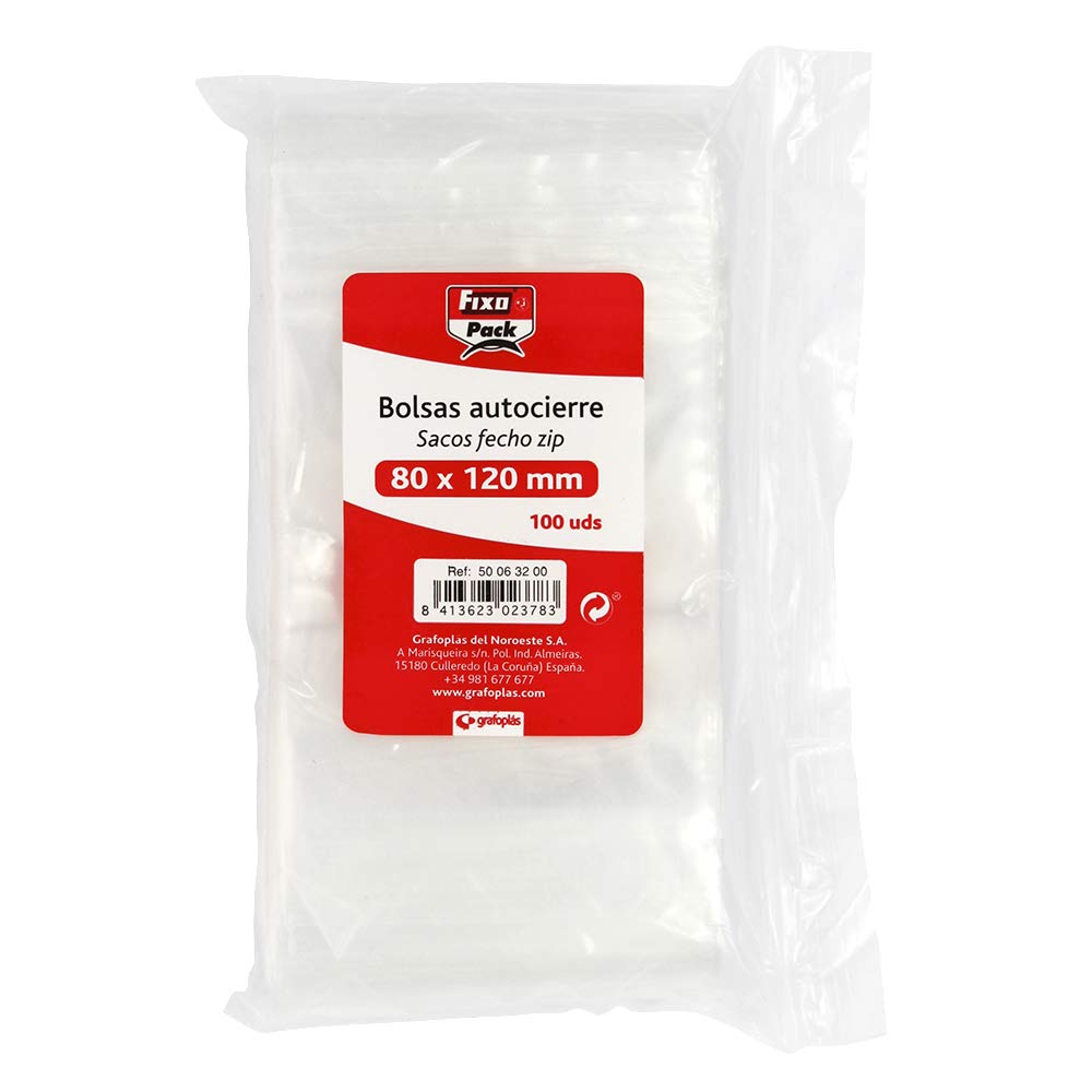 Fixo 50063200 – Pack of 100 Cellophane Display Bags Self Seal Bags, 60 x 80