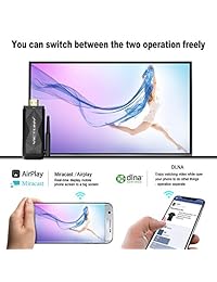Dongle 2 en 1 con pantalla WiFi, soporte inalámbrico y de alta velocidad, para TV, 1080P HDMI Miracast Dongle para Android iOS Smartphone, tableta, iPhone, iPad, soporte.