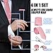 Bundle Monster Mens Skinny Tie Necktie 4pc Set Accessory for Weddings Pink