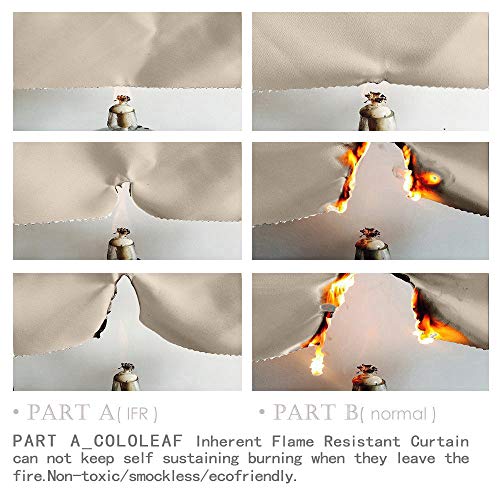 cololeaf Flame Retardant Fire Resistant Curtains Thermal Insulated Blackout for Home Kitchen Office Hotel School Cinema and Hospital- Anti-Bronze Grommet - Beige 52W x 63L Inch (1 Panel) - Thumbnail 6