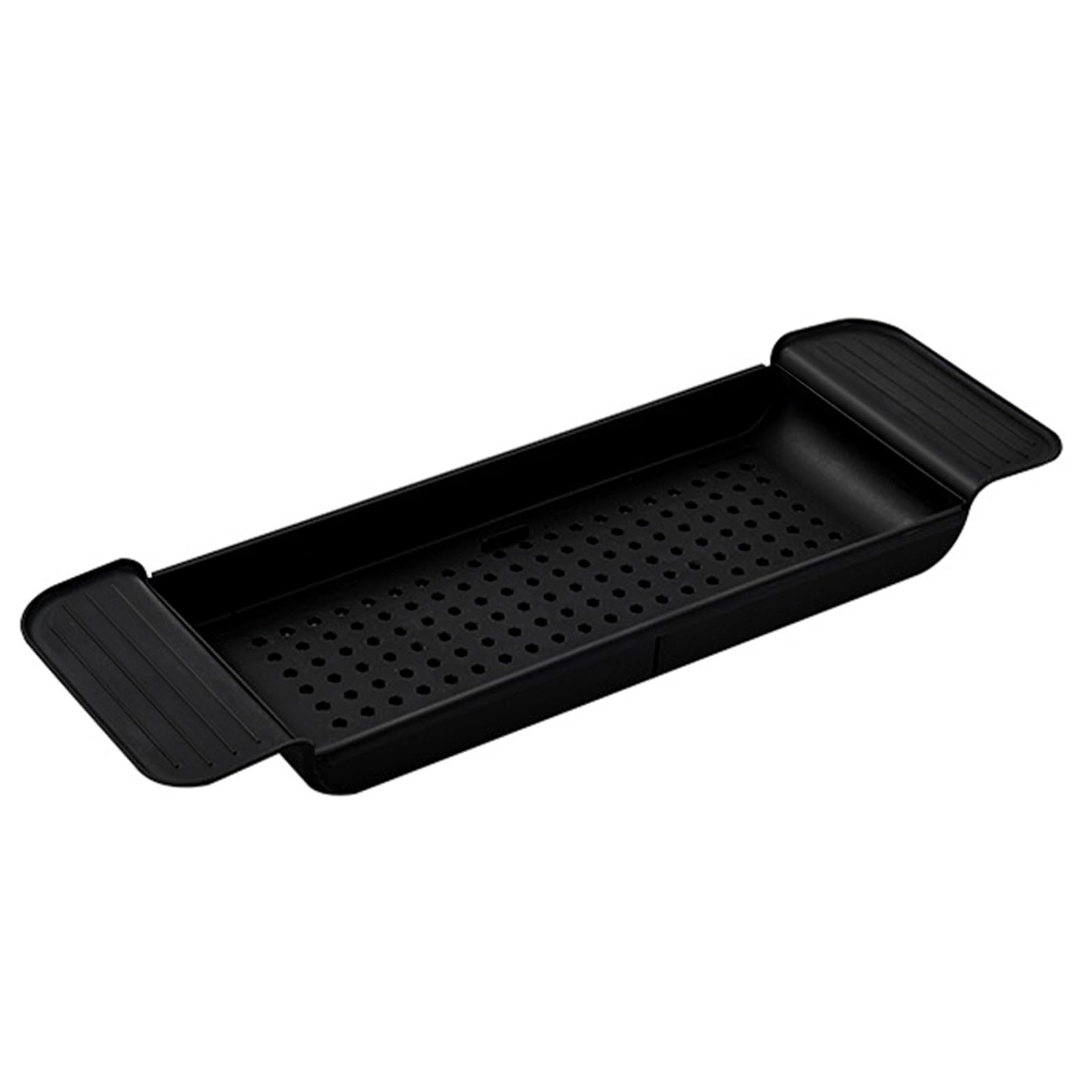 Bathtub Caddy Expandable Plastic Bathtub Tray Stable Placement Draining Design Bath Caddy Tub Table for Bathroom(Black)