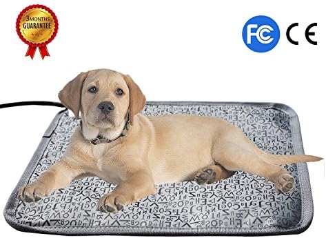 Pet Heating Pad/Bed Mat Dog Cat Electric Heating Pad Waterproof Adjustable Warming Mat with Chew Resistant Steel Cord (L, Letters)
