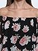 Persun Women Black Floral Off Shoulder Batwing Sleeve Blouse, Small