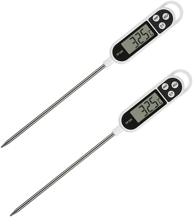 INRIGOROUS Food thermometer, 2 Pack Digital Cooking Meat BBQ thermometers with Instant Read,Long Probe,Auto Off,LCD Screen Kitchen Thermometers for BBQ, Meat, Sugar, Milk, Water, Jam, Grill (2Pcs)