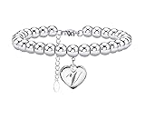 Monily Initial Bracelet for Women Heart Tag Bead