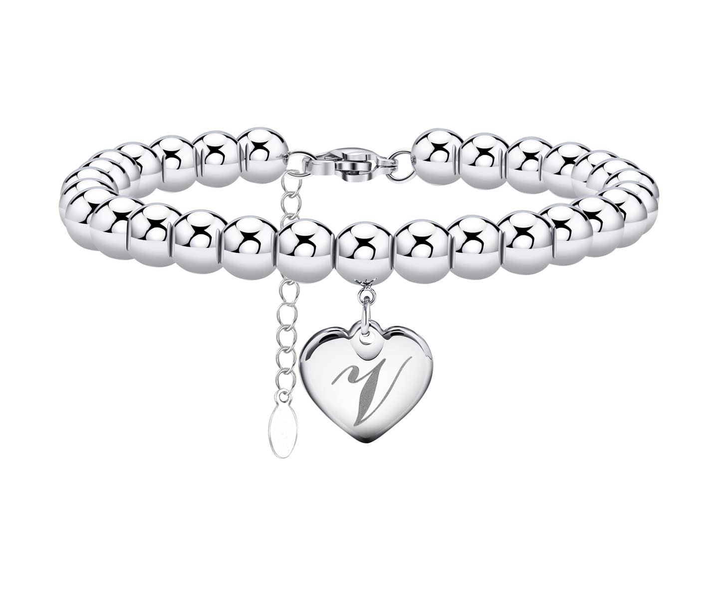Monily Initial Bracelet for Women Heart Tag Bead