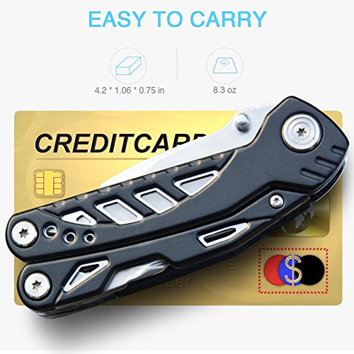 Multitool Knife Pohaku 10-in-1 Multi Purpose Pocket Knife Pliers tool Nylon Sheath Durable German Stainless Steel for Survival, Camping, Fishing, Hunting, Hiking, House and Office