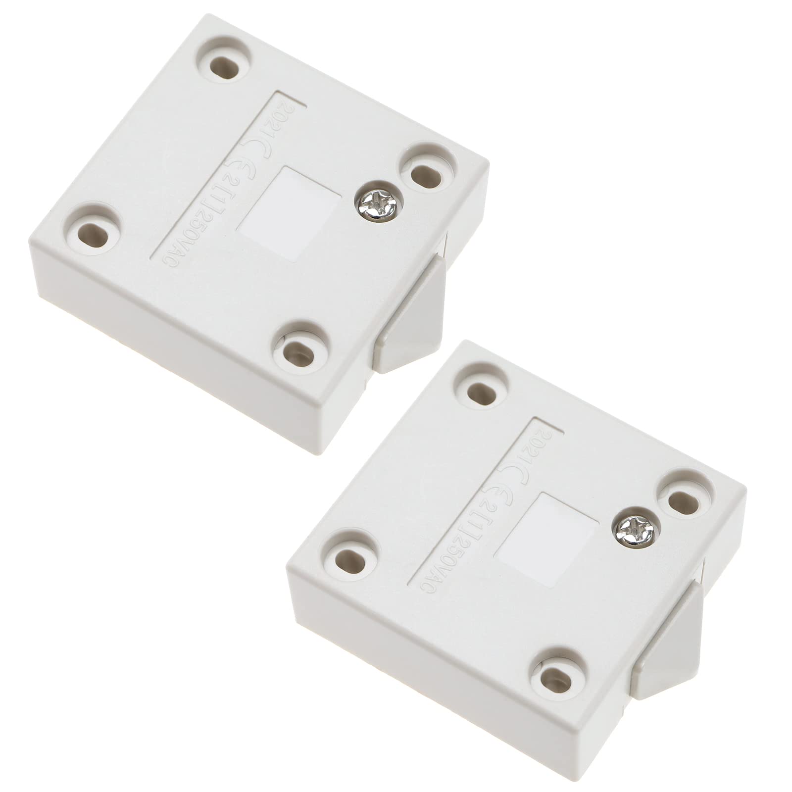 OTOTEC 2PCS Cabinet Light Switches Normally Closed Wardrobe Touch Switch Push to Break Door Light Switch for Wardrobe Cabinet Sliding Door 2A 250V White
