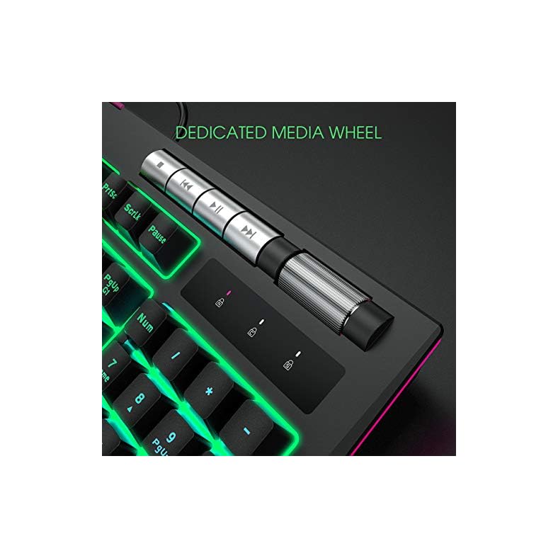 PICTEK Gaming Keyboard with Phone Holder and Volume Wheel,【2020 RGB