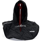 AnNafi® Renaissance Medieval Cotton Padded Armor Collar and Coif Arming Cap| Aventail Neck Head Protector Under Armor |Black