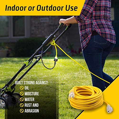 ClearMax 50 Feet Outdoor Extension Cord 3 Prong Grounded Cable Heavy Duty Weatherproof Vinyl Jacket, 16AWG 10 Amps, 1250 Watts, 125 Volts AC Power Cable Cords - Thumbnail 4